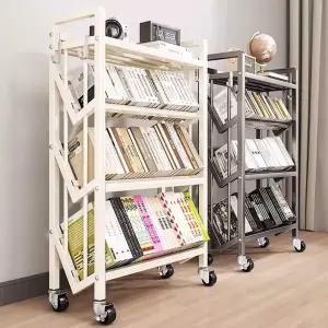 북트롤리 북카트 이동식 간이 책꽂이 도서 수레 도서관