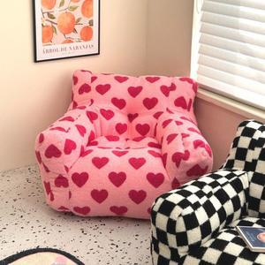 하트 체커보드 빈백 소파 방석 소녀 슬립 스트라이프 침대 소형 무지