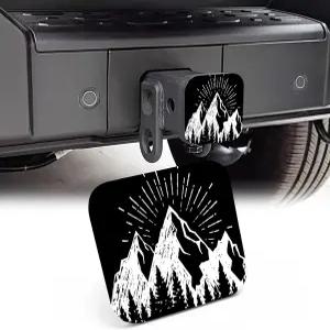 니타히 2인치 트레일러 히치 커버 추상적인 산과 소나무 고무 견인 튜브 남성용 픽업 트럭 차량용 견고한