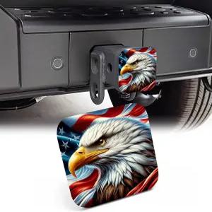 니타히 2인치 트레일러 히치 커버 아메리칸 볼드 이글 및 플래그 고무 견인 튜브 남성용 픽업 트럭 차량용