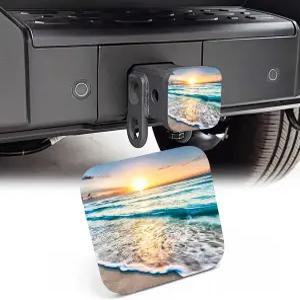 니타히 트레일러 히치 커버 해변 위의 아름다운 일출 2인치 플러그 튜브 고무 견인 자동차 SUV 트럭용 사각