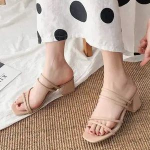 여성 IH412501 여름 바캉스 캐주얼 미들힐 스트랩 샌들 슈즈