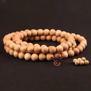 염주 복숭아나무 불교 팔찌 108개 6-20mm 원래 색상 무도장 목걸이 남녀용 명상 기도