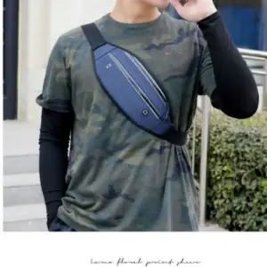 방수 원단 힙색 스포츠 허리쌕 이어폰 연결 케이블 크로스백 남성용 스포츠가방 허리색