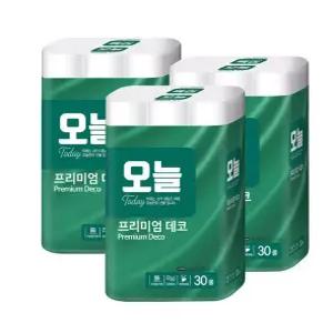 오늘 무형광 3겹 30M 30롤 3개 화장지 휴지롤 대용량휴지