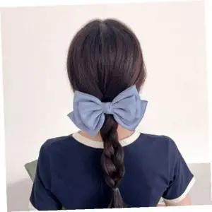 [콩심팥심]리본자동헤어핀 엔젤슈슈실크3단매듭헤어핀(블루)국산리본핀