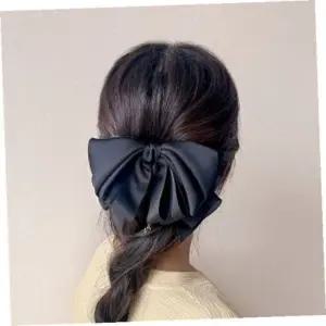 [콩심팥심]리본자동헤어핀 엔젤슈슈실크겹날개큐빅헤어핀(블랙)국산리본핀