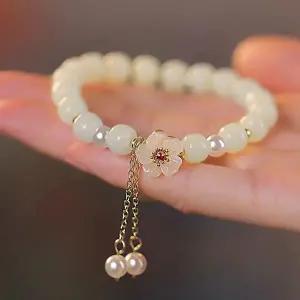 비취 아벤츄린 그린 8mm 매화 연옥 팔찌 원석 구슬 옥