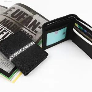 남성 가오리 중지갑 반지갑 가죽 지갑 블랙