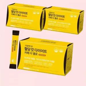 리얼메디온 혈당컷 다이어트 카페 더 옐로 3박스 커피믹스맛 당류ZERO 바나바잎 가르시니아 보조제 컷타임