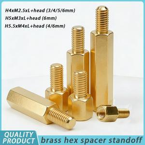 5-30개 육각 황동 스페이서 스탠드오프 M2.5 M3 M4 PCB 지지대 남성 여성용 보드 간격 나사 기둥 볼트