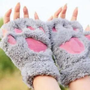 핸드워머 고양이발 모양 겨울용 여성용 퍼 장갑