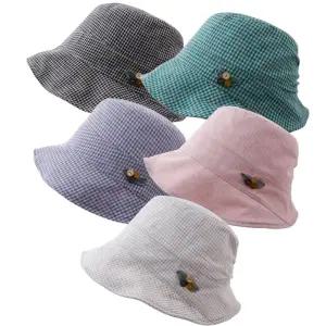 [나비드원]와이어챙 잔체크 린넨 벙거지 시원한 여름 엄마 중년 여성 할머니 모자YY64