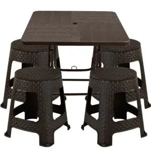 국산 튼튼한 플라스틱 야외테이블세트 옥상 테라스 야외용 테이블 의자 4인 세트