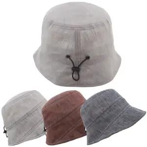[나비드원]린넨 스트링조절 벙거지 엄마 중년 여성 부인 햇빛차단 여름 버킷햇 챙모자Q-B516