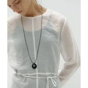 매장정품 LOW TIDE WOOD CIRCLE NECKLACE [BLACK]