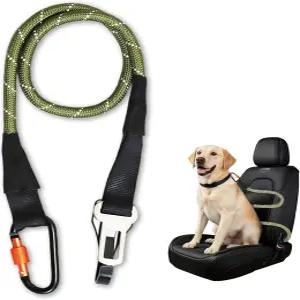 차량용 반려견 안전벨트 반사형 튼튼한 듀얼 클립 후크 버클 및 카라비너 로프 모든 반려견의 연말 야외