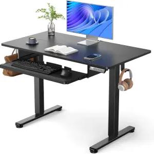 키보드 트레이가 있는 ErGear 전동 스탠딩 데스크 44x24인치 조절 가능한 높이 시트 스탠드 업 홈 오피스