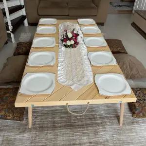 주페모 80 x30 보호 나무 피크닉 테이블 바닥 좌석 해변 캠핑 바비큐 뒷마당을 위한 13 및 16 조절 가능한