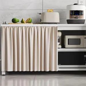 선반용 Wokuaile 캐비닛 커튼 개인정보 보호를 위한 방진 식기세척기 책상 스커트 가정용 싱크대 아래 주방