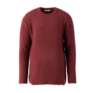 남녀공용 와인색 앙고라 오버핏 라운드넥 니트 티셔츠1120325