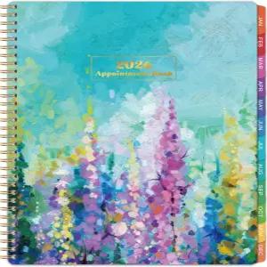 2026년 예약부 및 플래너 - 1월 12월 9인치 x 11인치 주간 30분 간격의 포켓 컬러풀 탭 유화