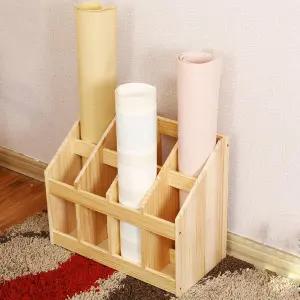 요가 매트 보관 랙 8/12 슬롯 나무 폼 롤러용 대형 바닥 스탠드 홀더 카펫 풋 패드 다목적