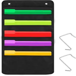 신집 헤비 듀티 5 포켓 도어 걸이 파일 정리함 2개의 걸이가 있는 블랙 월 수납 차트 교실 학교 가정 또는