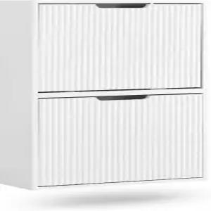 SoBuy 벽걸이 협폭 신발장 2개의 플립 도어 및 선반이 있는 슬림 히든 신발 보관 정리함 입구용 공간 절약