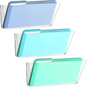 SUPEASY 투명 아크릴 싱글 포켓 대형 플라스틱 매달린 벽걸이 파일 홀더 정리함 우편물 문서 잡지 사무실용