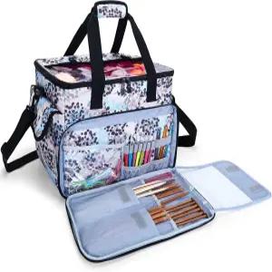 커미오 뜨개질 가방 바늘 갈고리 프로젝트 및 액세서리를 위한 수납공간이 있는 실 보관 토트 전용 민들레