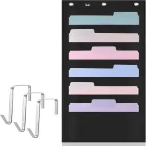 펜 씨- 벽걸이형 벽걸이 파일 정리함 포켓 6개 블랙 3개 오버 더 도어 벽 폴더 포함