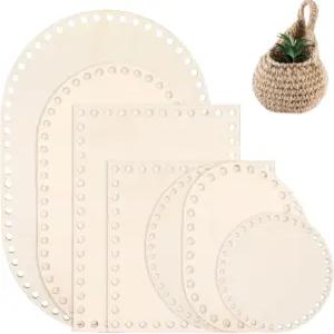 나무 바구니 바닥 7개 천연 코바늘 두꺼운 실 DIY 뜨개질 공예 홈 데코 직조 제작 용품 7가지 크기의