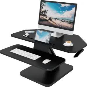 러브룩 32인치 코너 스탠딩 데스크 컨버터 높이 조절식 스탠드 책상 라이저 키보드 트레이 블랙 GSD76