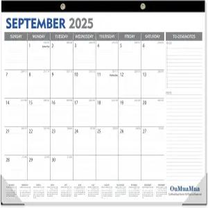 오우무아무아 대형 책상 달력 2026-19개월 2025년 9월부터 2027년 3월까지 줄리안 날짜 할 일 및 메모가