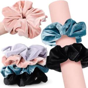 메이싱 4팩 요가 매트 스크런치 엘라스틱 스트랩 밴드 - 내구성 있고 신축성 있는 벨벳 원단 모든 표준