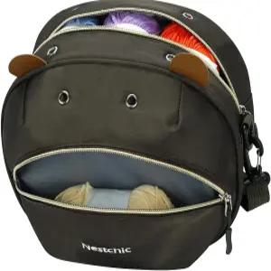 네스틱 히포 원사 보관 가방 정리함 지퍼가 달린 귀여운 휴대용 뜨개질 홀더 코바늘 뜨개질용 작은 공예