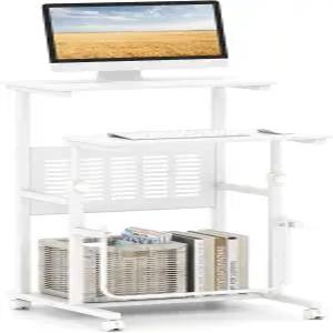 탱쿨라 조절 가능한 스탠딩 책상 수납 선반이 있는 모바일 롤링 컴퓨터 풋레스트가 휴대용 노트북 테이블