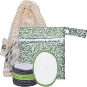 그린즐라 재사용 가능한 메이크업 리무버 패드 여행 세트 - 메쉬 세탁 가방과 파우치가 포함된 모든 피부