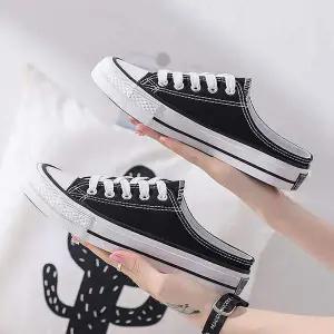 여성 XK617507 심플 캐주얼 블로퍼 캔버스천 뮬 슬리퍼