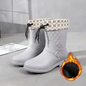 3컬러 SE214181 방한 탈부착 스타일 기 방한 미들레인부츠 TA