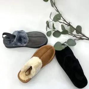 둥근코 WG190437 방한 퍼 스타일 통굽 여성 샌들 슬리퍼 fur-ug