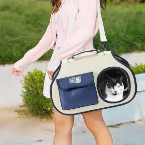 댕냥이랑 반려동물 이동가방 네이비 반려묘 이동백 애