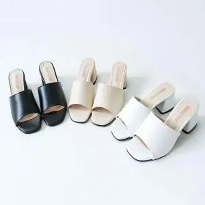 국내제작 WR800775 502 미들힐 통굽 토오픈 뮬 슬리퍼 샌들