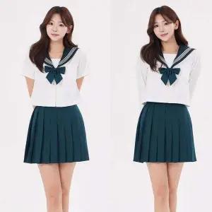 ToB 세줄라인 딥그린 마린 세라복 세트(반팔or긴팔) 교복 교복