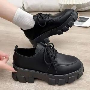 키높이 PT827682 신발 로퍼 구두 통굽 블랙 여성 단화 여자