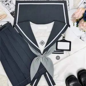 TBZ 화이트라인 그레이 세라복 프레피룩 긴팔 교복세트 세라교복