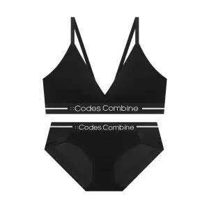 매장정품 CODES COMBINE 코데즈컴바인 INNERWEAR 코튼 패드고정 브라렛 햄팬티 세트_블랙 CDWRP356BK 10365