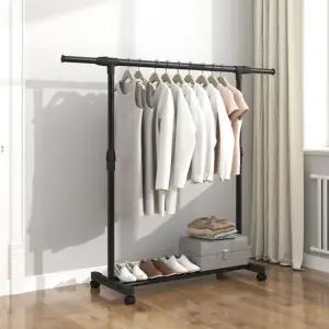 리빙밸류 길이조절 이동식 행거 튼튼한 옷걸이 수납 선반 트롤리 스탠드 철제