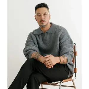 러기드하우스 오픈 카라 오버핏 램스울 니트 그레이 1919593